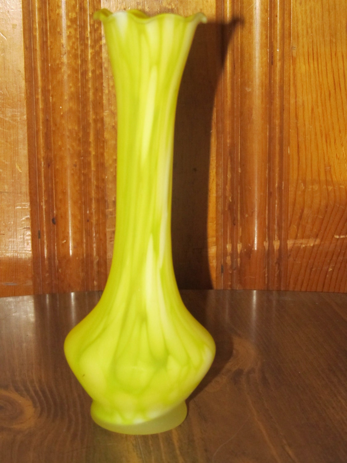 Yellow Art Blown Glass Vase