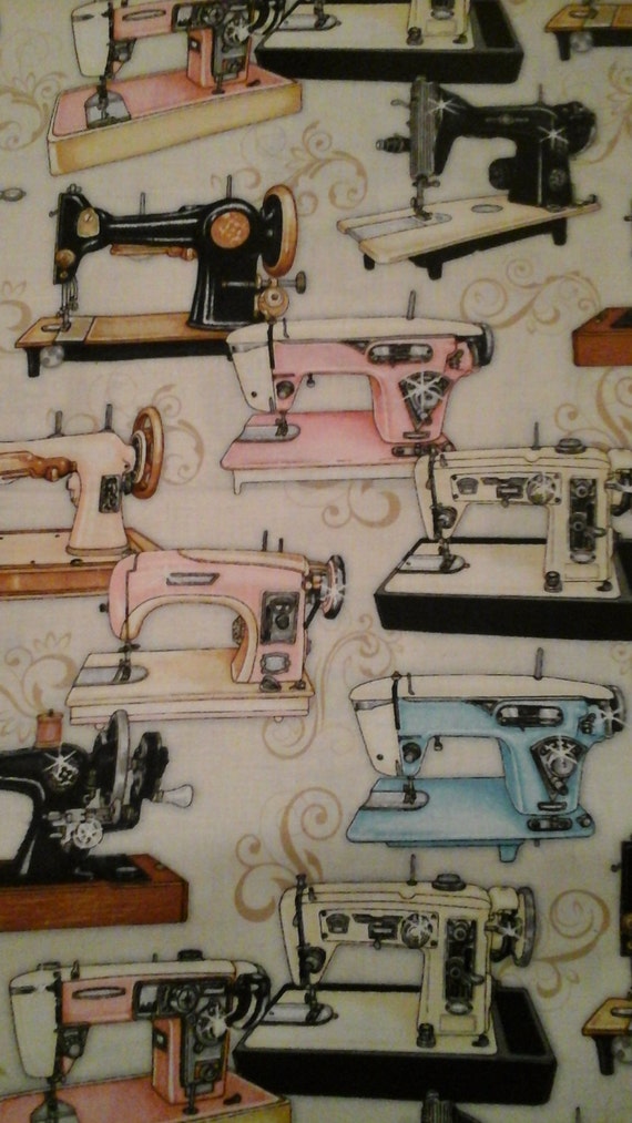 Items similar to Vintage Sewing Machine Fabric on Etsy