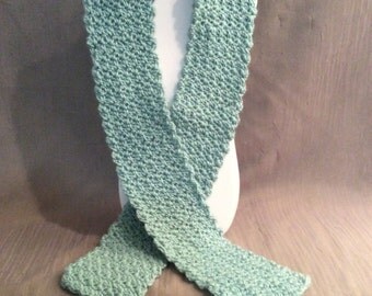 Crocheted Scarf, Torquoise Hand Crocheted Soft Acrylic Scarf