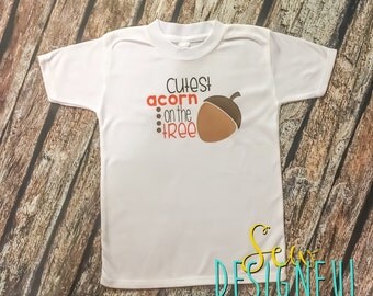 Boys Fall Shirt / Cutest Acorn on the Tree/ Boy Thanksgiving Shirt