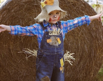 Custom Scarecrow Costume w/ Custom Hat (sizes up to 5t)