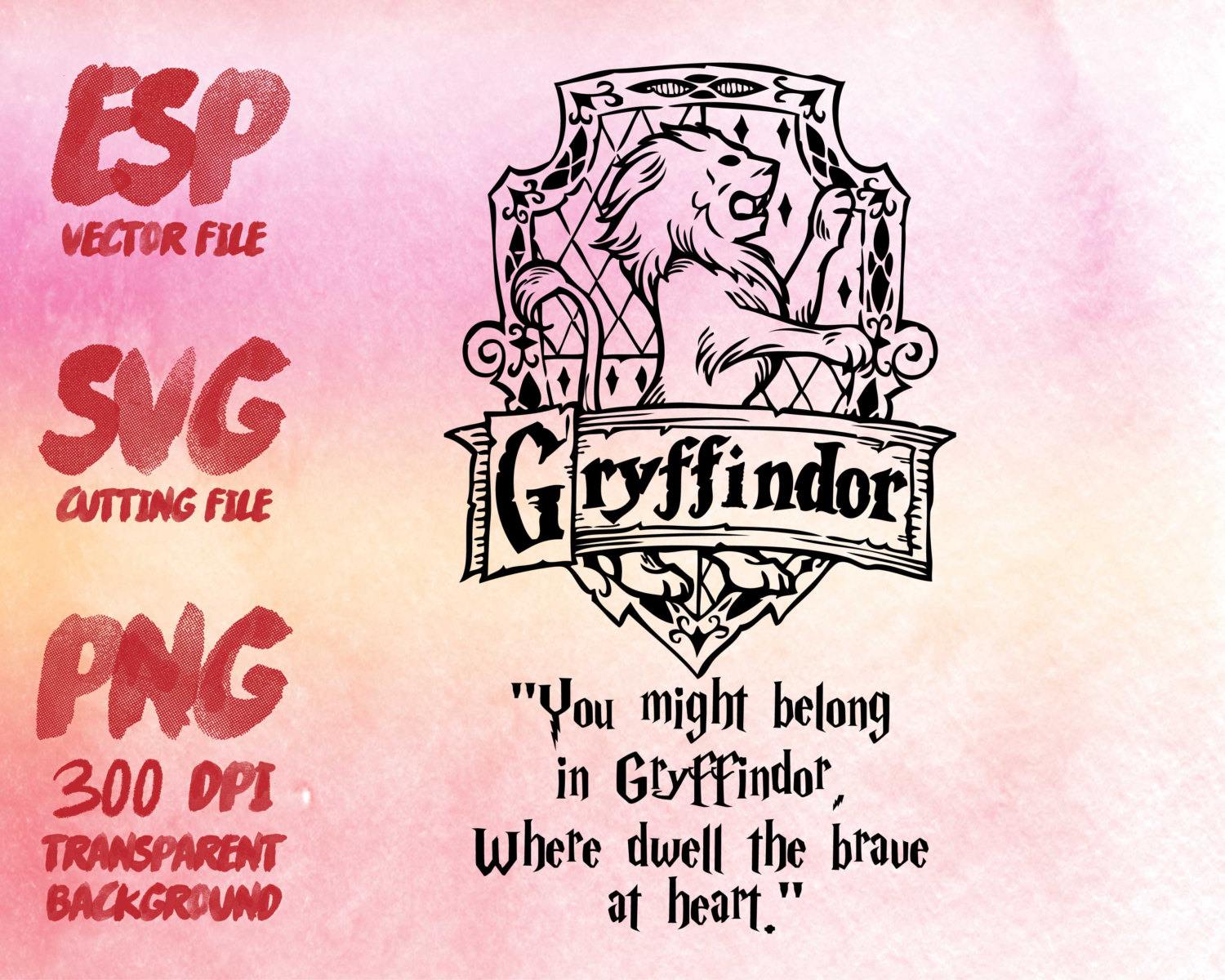 Download Gryffindor home logo slogan Clipart SVG Cutting ESP
