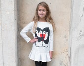 Girls white dress casual spring winter dress clothing toddler girls long sleeved neoprene dress kids printed penguin winter outfit outerwear Girls white dress casual spring winter dress clothing toddler girls long sleeved neoprene dress kids printed penguin winter outfit outerwear