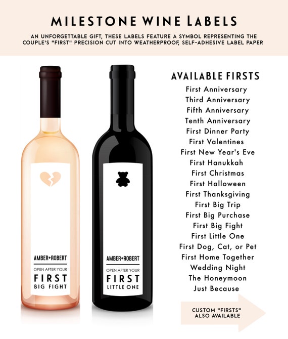 Custom Milestone Wine Labels for Weddings Engagements and