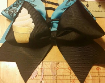 Ice Cream emoji - solid color - cheer bow - Custom: choose emojis/ribbon color