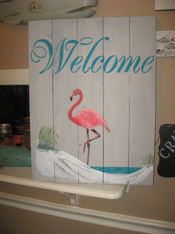 Flamingo Welcome Sign by SouthofParis on Etsy