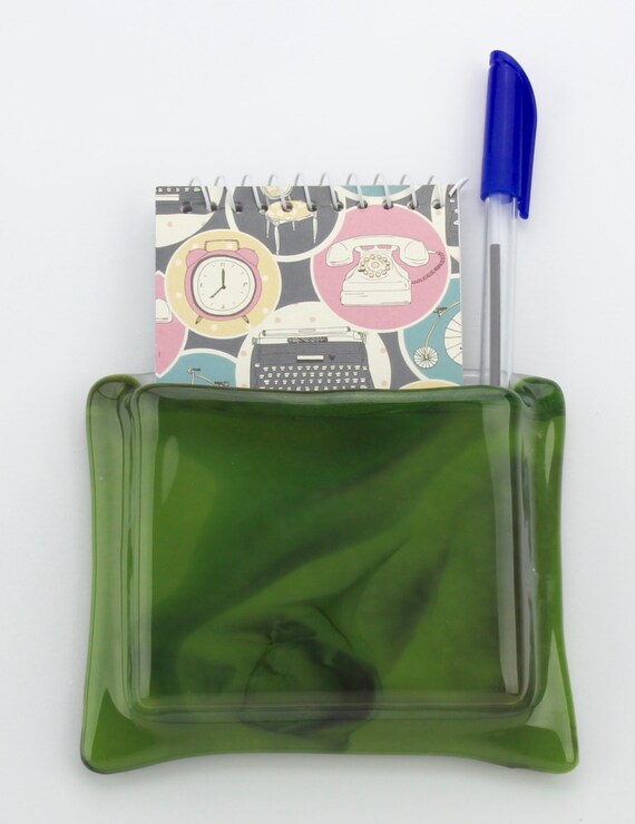 Notepad Holder Glass Refrigerator by BlueFoxGlass