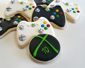 Xbox cookies, gameboy cookies, gamer cookies, xbox party, royal icing sugar cookies, baby boy birthday party, Xbox part,Xbox controller,halo