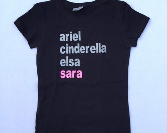Custom Disney Princess T-shirt, Custom name, Princess Shirt, Custom shirt, Personalized Shirt, Gift for Kids, Gift for Girls, Top for Girls