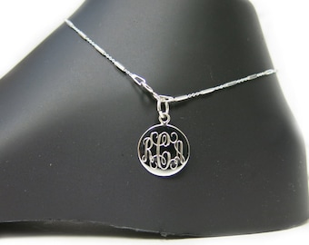 Monogrammed 925 Sterling Silver Tube Chain Personalized Anklet