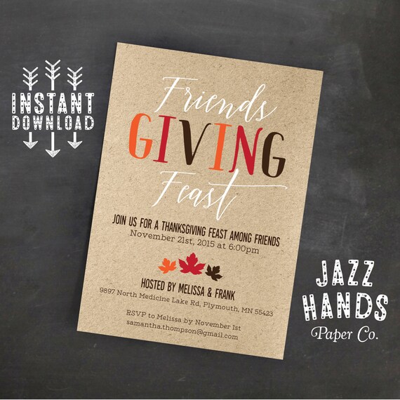 Friendsgiving Invitation Template Diy Printable Friendsgiving Feast Friends Giving Party Friendsgiving Menu Template
