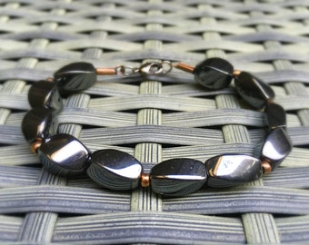Hematite Mineral bracelet, Clasp Bracelet, Chic, Charcoal Color Braclet