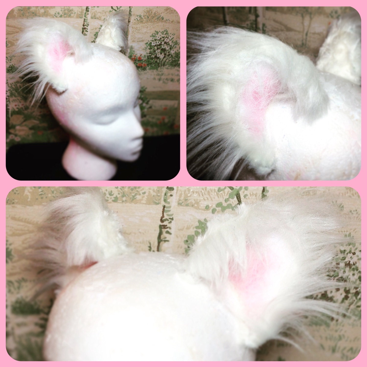 Fluffy White Kitten Ears Cat Ears Wearable Ears by Zullala on Etsy