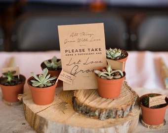 All Things Grow With Love Sign for Succulents - Rustic, Wedding Decoration