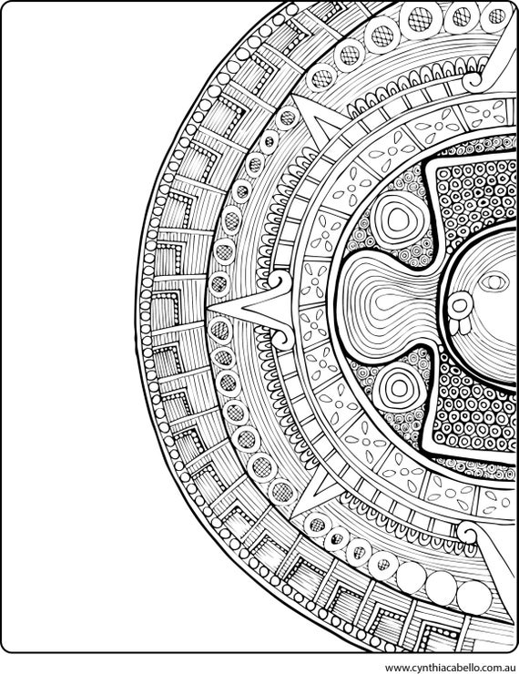 Items similar to Coloring pages for adults Aztec Design on Etsy