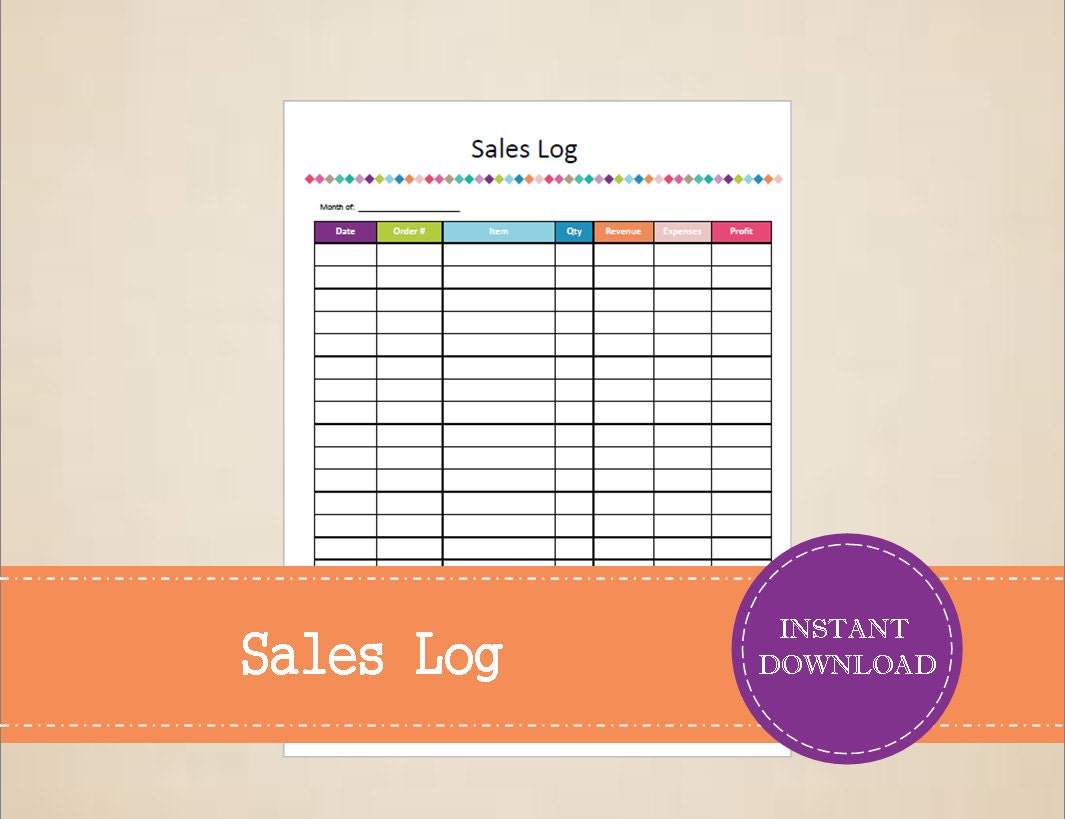 Sales Log Business Sales Tracker Printable and Editable