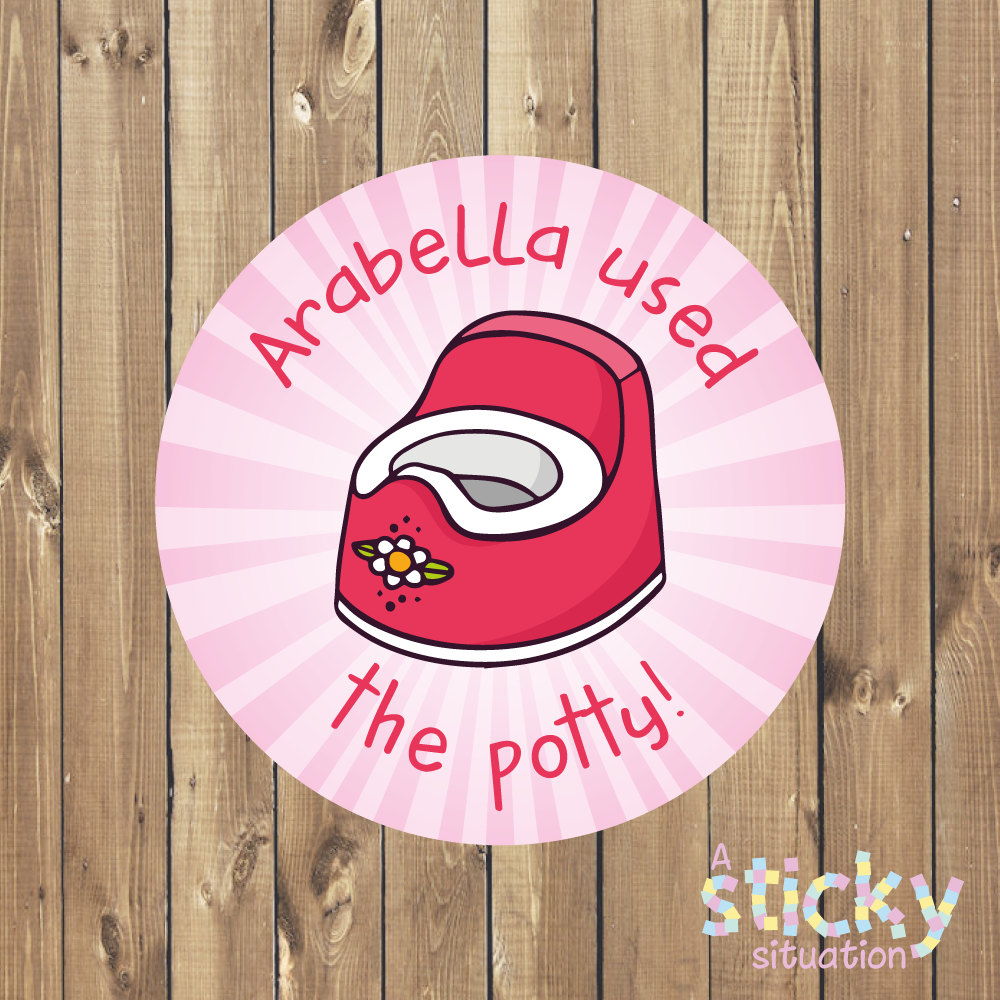 Personalized Potty Training Stickers - Pink Design from 