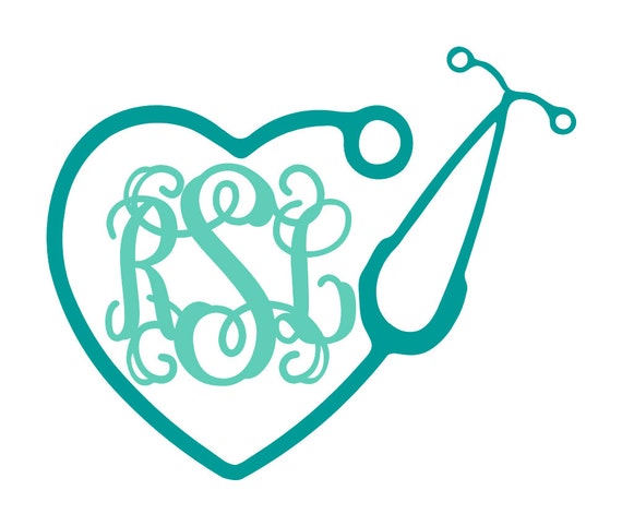 Nurse Stethoscope Monogram Decal Nurse Gifts RN by LeslieScraps