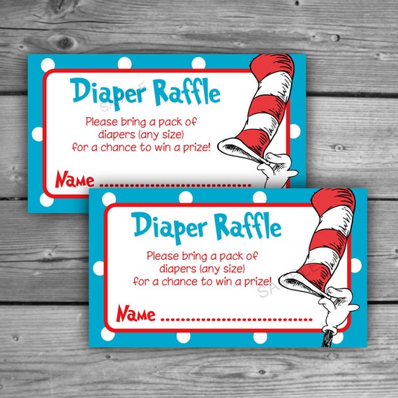Dr Seuss Baby Shower Diaper Raffle Tickets DIY by TheDigiSloth