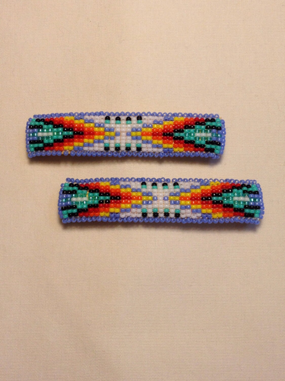 Native American beaded barrettes.