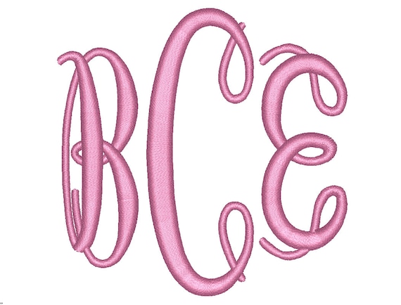 3 Size Oval Monogram 3 Letters Embroidery Font BX fonts
