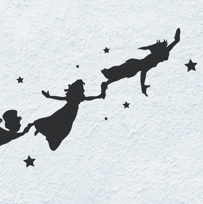 Peter Pan & Wendy flying silhouettes Childrens Vinyl Wall