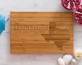 Texas Personalized Cutting Board Men Chef Dad Mom Gift Initials Home State Wedding Anniversary Kitchen Decor Shower Family Monogram Wood