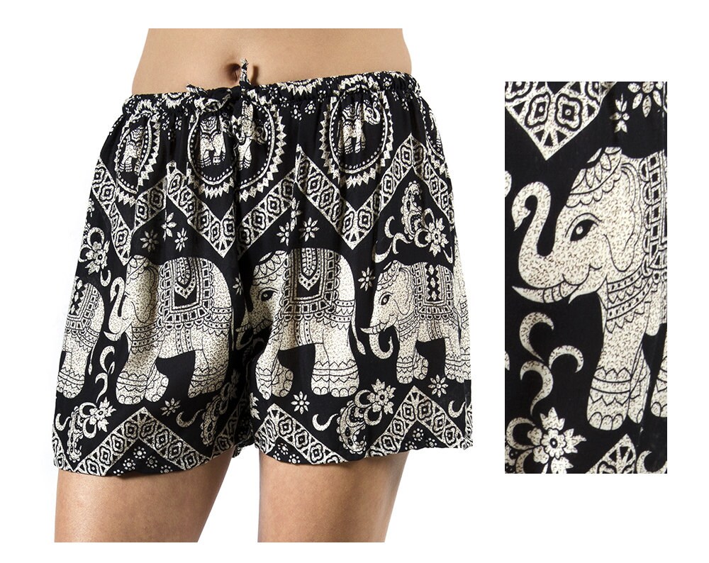 Elephant Print Shorts Black 3542K