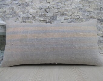 Straight Cotton Woven Kilim Pillow 12 x 24 Turkish Pillow Organic Pillow Decorative Pillow Home Decor Pillow Aztec Pillow Lumbar
