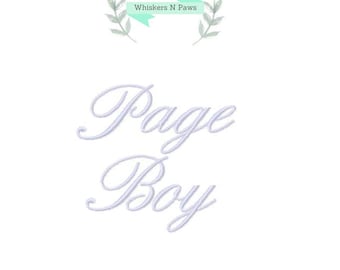 Page Boy wedding embroidery design. Wedding Bridal Party Embroidery Designs. Bridal font. PES and 8 other formats.