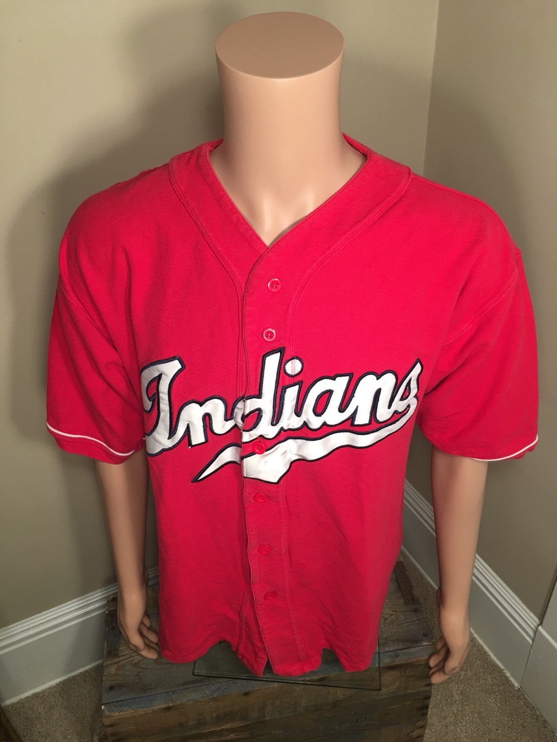 RARE 90s Vintage Cleveland Indians Red Jersey by VintageEvrything