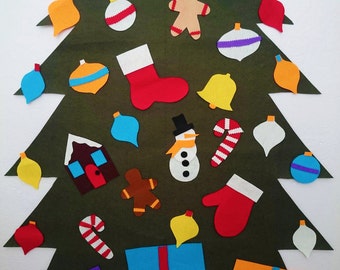 Felt Christmas Tree| Wall Tree|Felt Tree|Kids Christmas Tree| Toddler Christmas Tree | Christmas Wall Decoration | Christmas Pretend Play |
