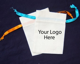 Personalised Company Logo Cotton jewelry bags custom size pouch coin purse keychain gift bags cotton coin pouches small string neck pouches