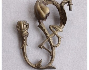 A8445 Antique Art Nouveau Brass Candle Holder