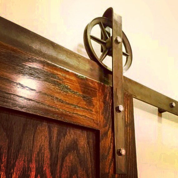 6 wheel Rustic Barn Door Hardware Full Set by ChiTownFurniture