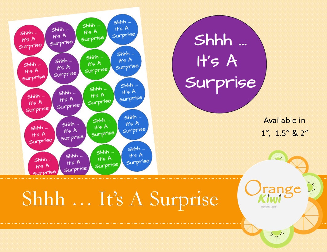 Shhh It's A Surprise Baby Shower Stickers Surprise