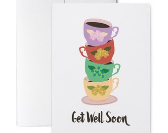 Items similar to Shades of Pink and Green Get Well Soon Card on Etsy