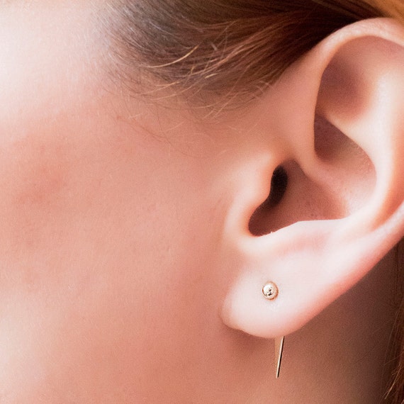 Triangle ear jacket Gold ear jacket Triangle by BYLIAJEWELS