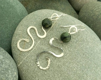 Kambaba jasper and sterling silver earrings