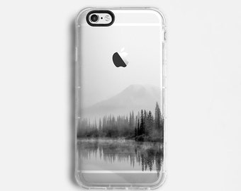 Landscape iPhone 7 Plus case, iPhone 7 case, iPhone 6s plus case, iPhone 6s case, iPhone SE case, clear case, calm black grey C057