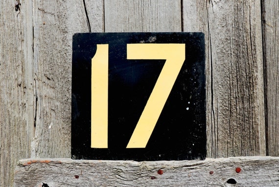 Number 17 Metal Sign RailRoad Double Sided by AmericanAntique