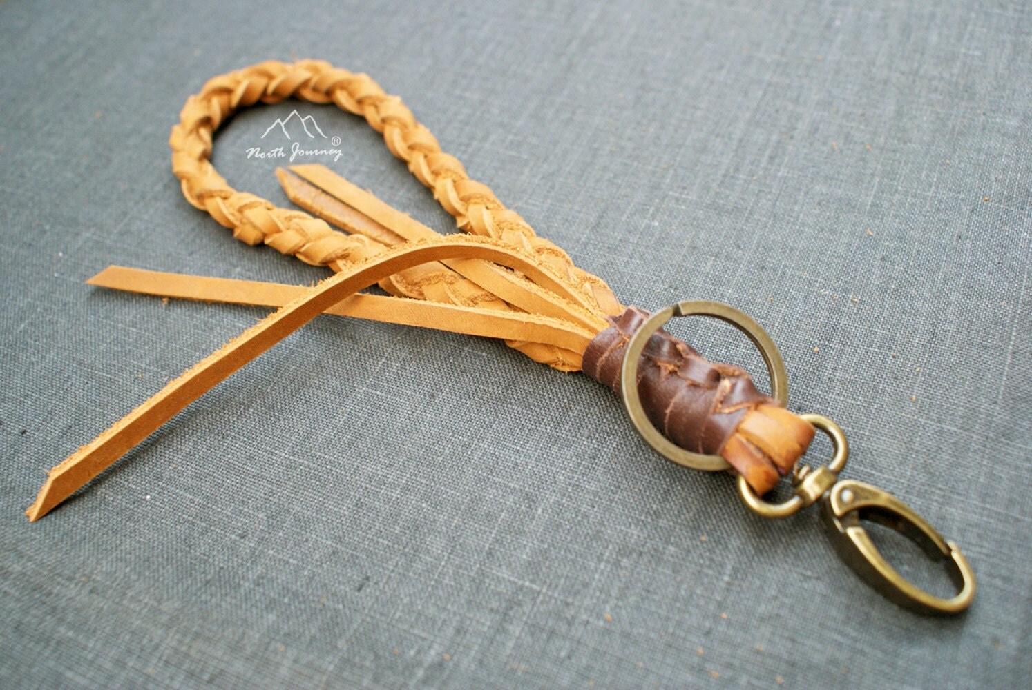 Leather Braided keychain wristlet mens mens