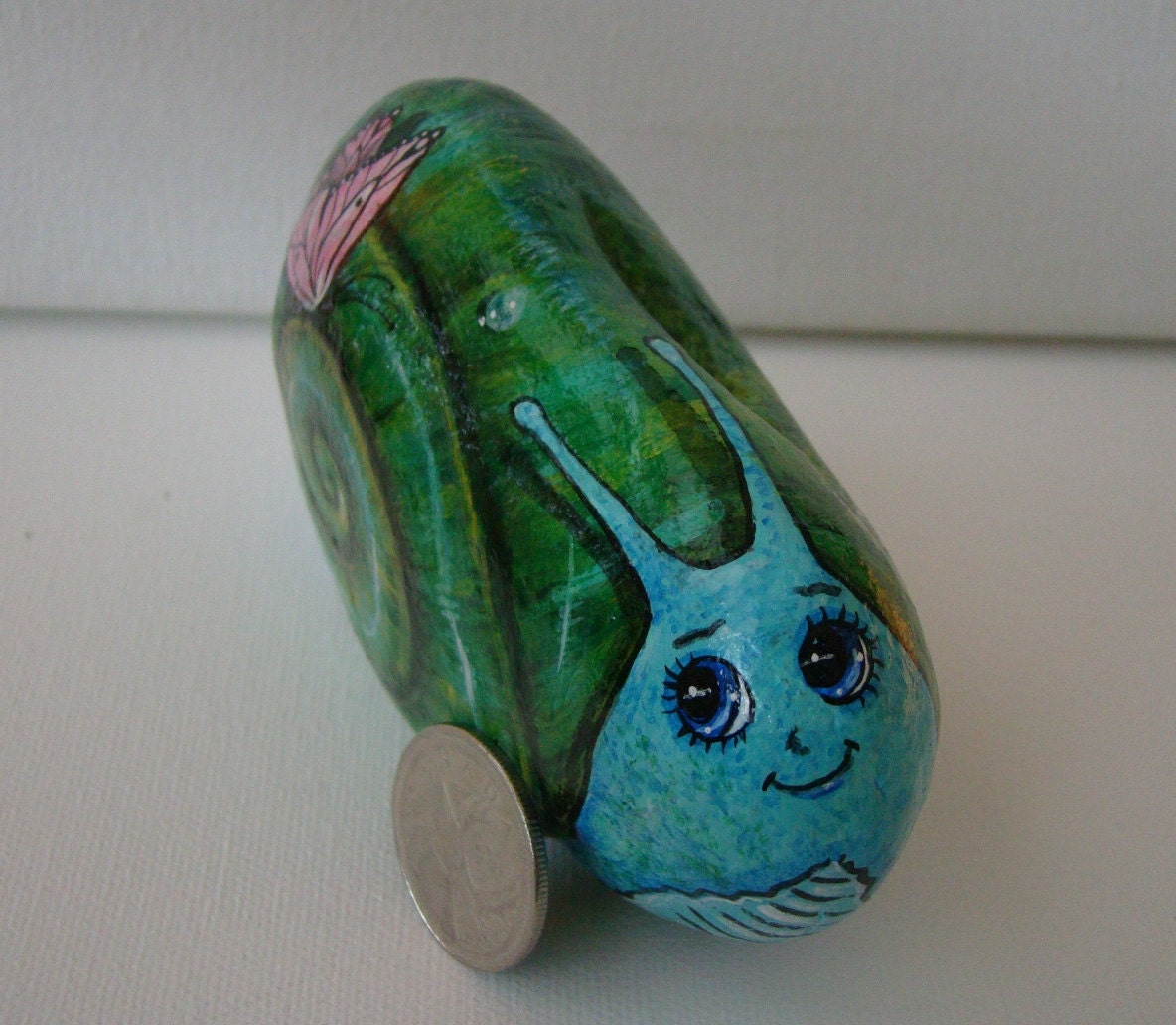 Painted Rockpainted SnailGreen ShellCute Snail By NightOwlFineArt   Il Fullxfull.897154863 513m 