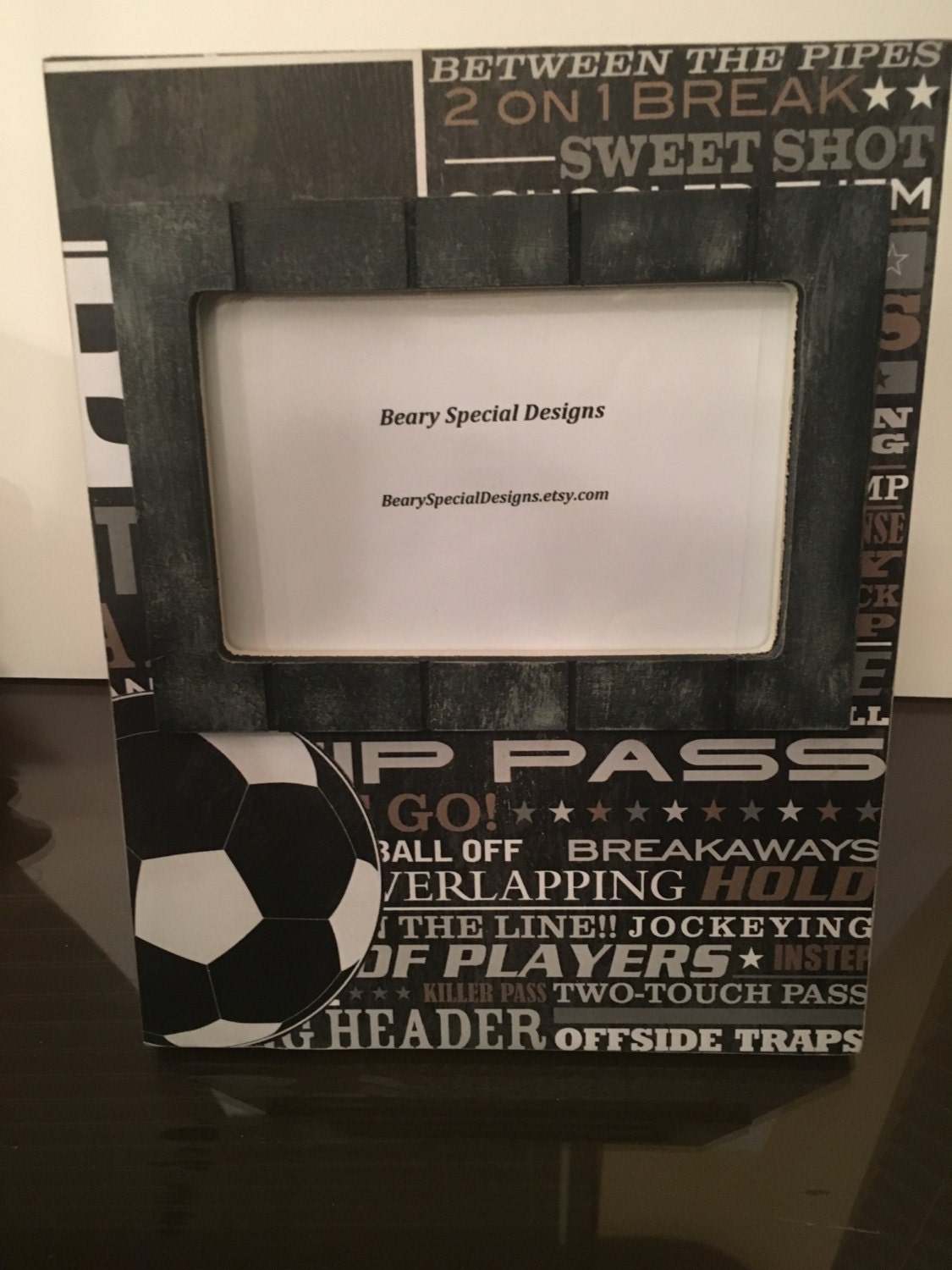 Soccer Picture Frame Hand made Photo Frame by BearySpecialDesigns