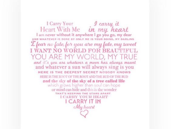 Printable Poem I Carry Your Heart With Me EE Cummings