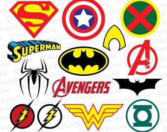 Super Heroes SVG Files, Super Hero Cricut Cut File, Vinyl Cutters Die Cut Machine, Silhouette Studio Monogram, Design Shape Instant Download