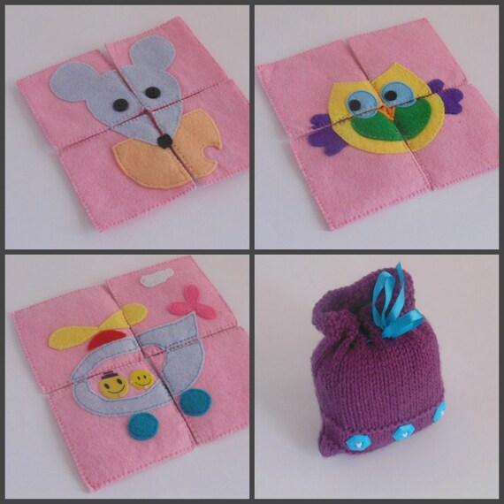 Felt puzzle jigsaw learning toy activity quiet by MaxiBabyToys
