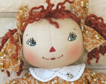 BZ302 - Lil Honey Raggedy Annie PDF Cloth Doll Pattern