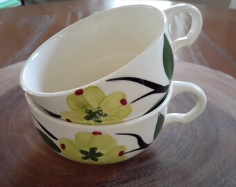 Two Blue Ridge Southern Pottery Dixie Dogwood Teacups