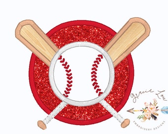 Baseball embroidery design, Baseball and Bats embroidery design, Baseball appliqué, 5x7 and 6x10 designs
